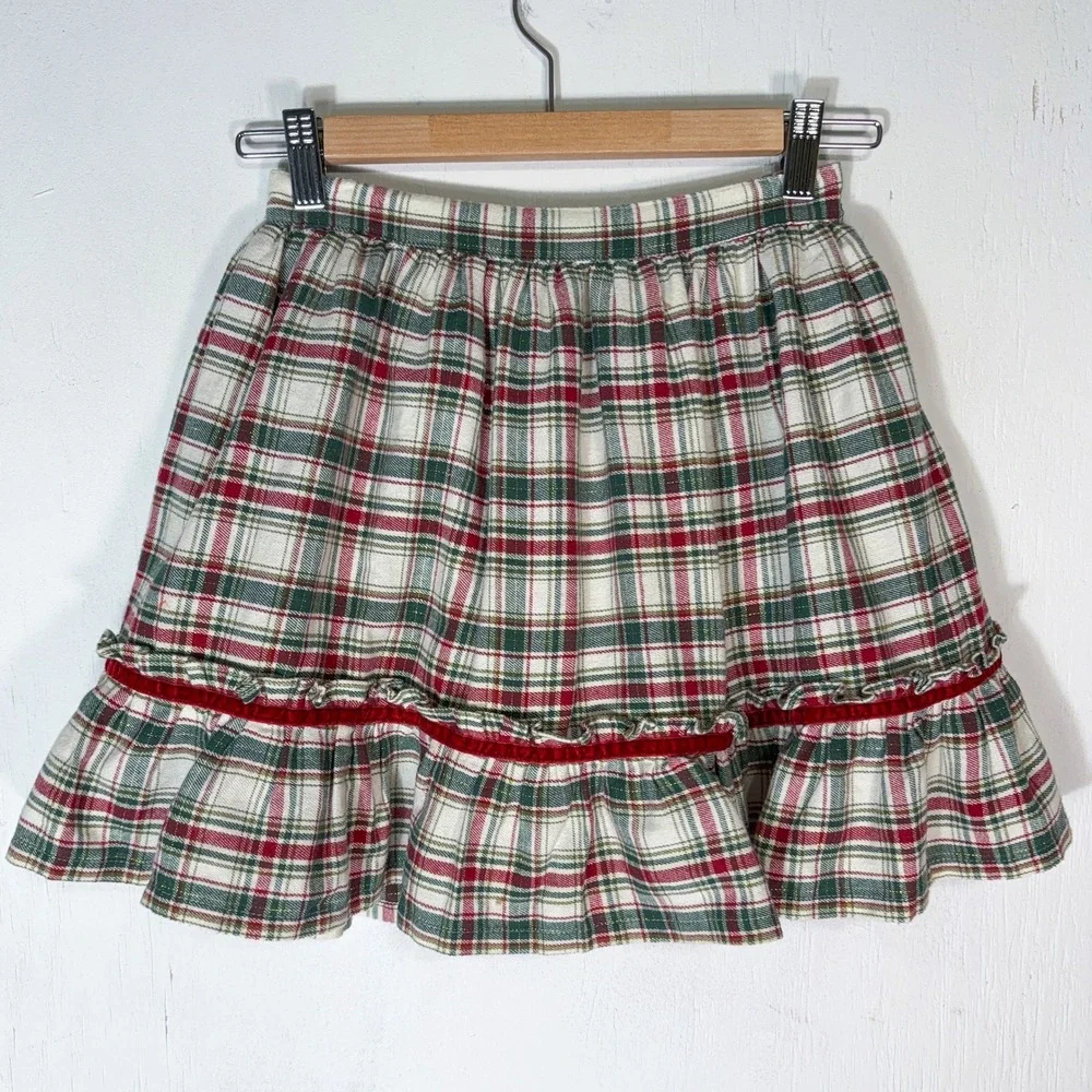 Tommy Bahama Sweater Skirt Set Girls 8 Red Plaid Floral Fair Isle Holiday 2pc